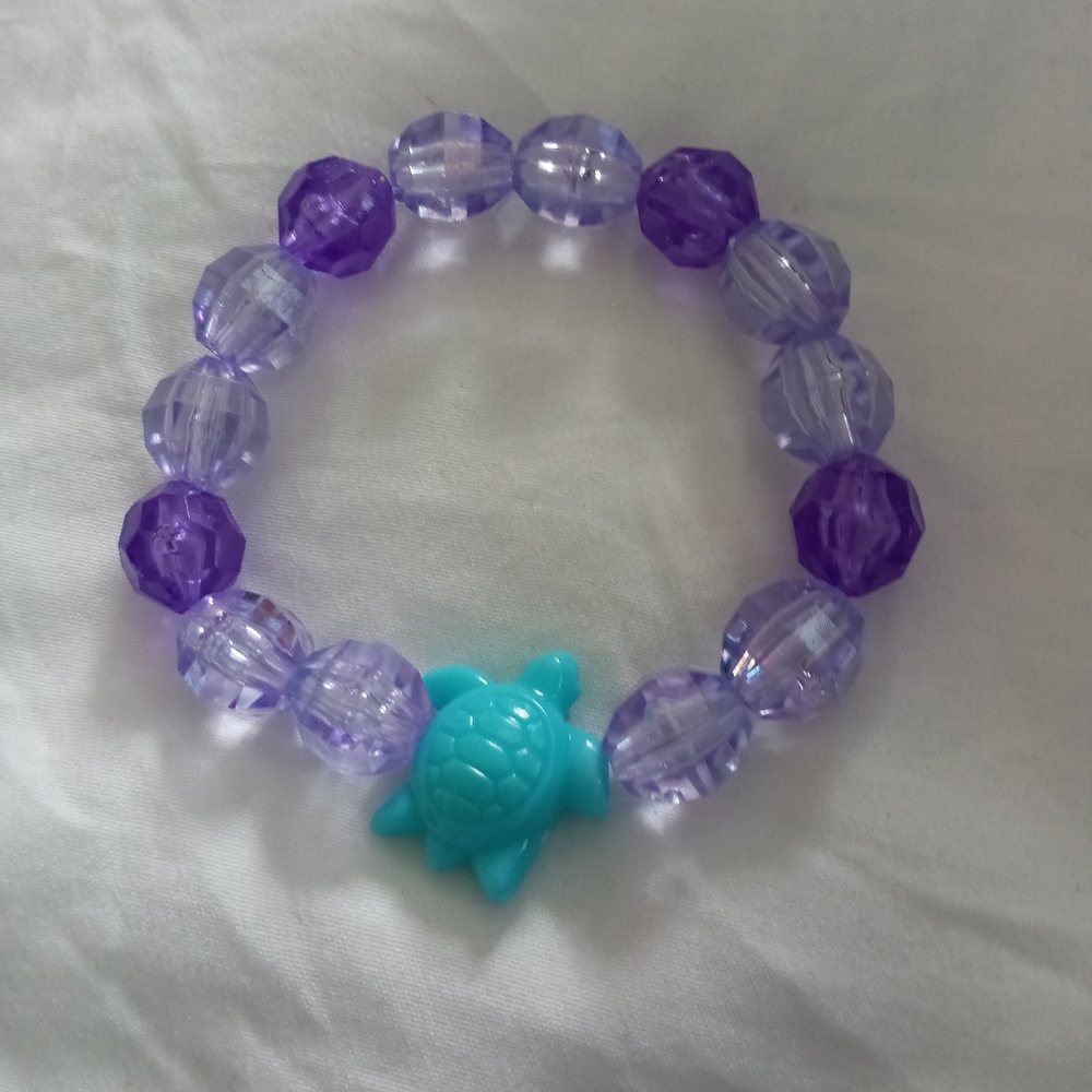 Hand Crafted Sea Turtle purple crystal Statement bracelet